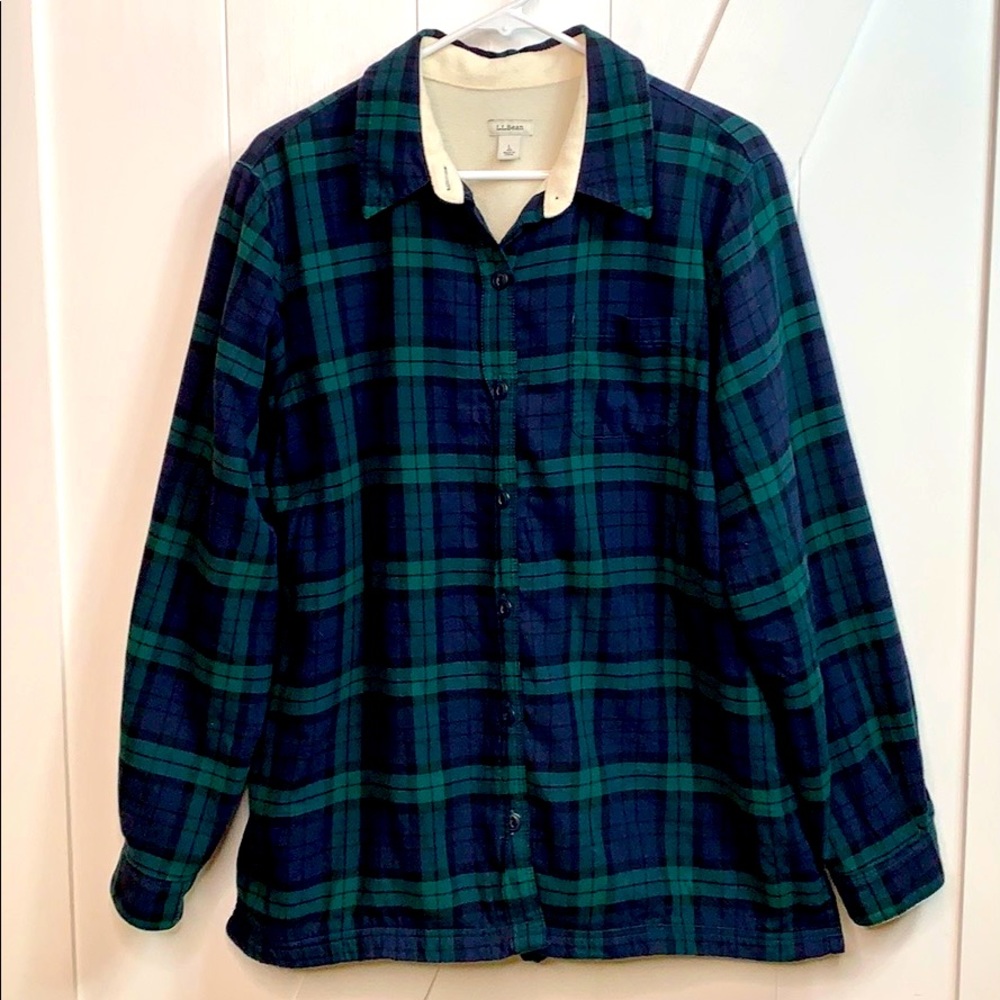LL Bean Fleece Scotch Plaid Button Down jacket